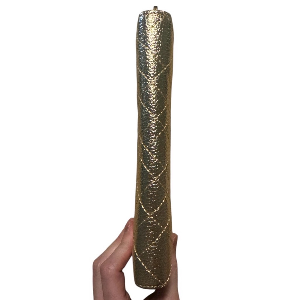 Kurt Geiger London Gold Metallic Quilted Zip-Around Wallet - Picture 9 of 10